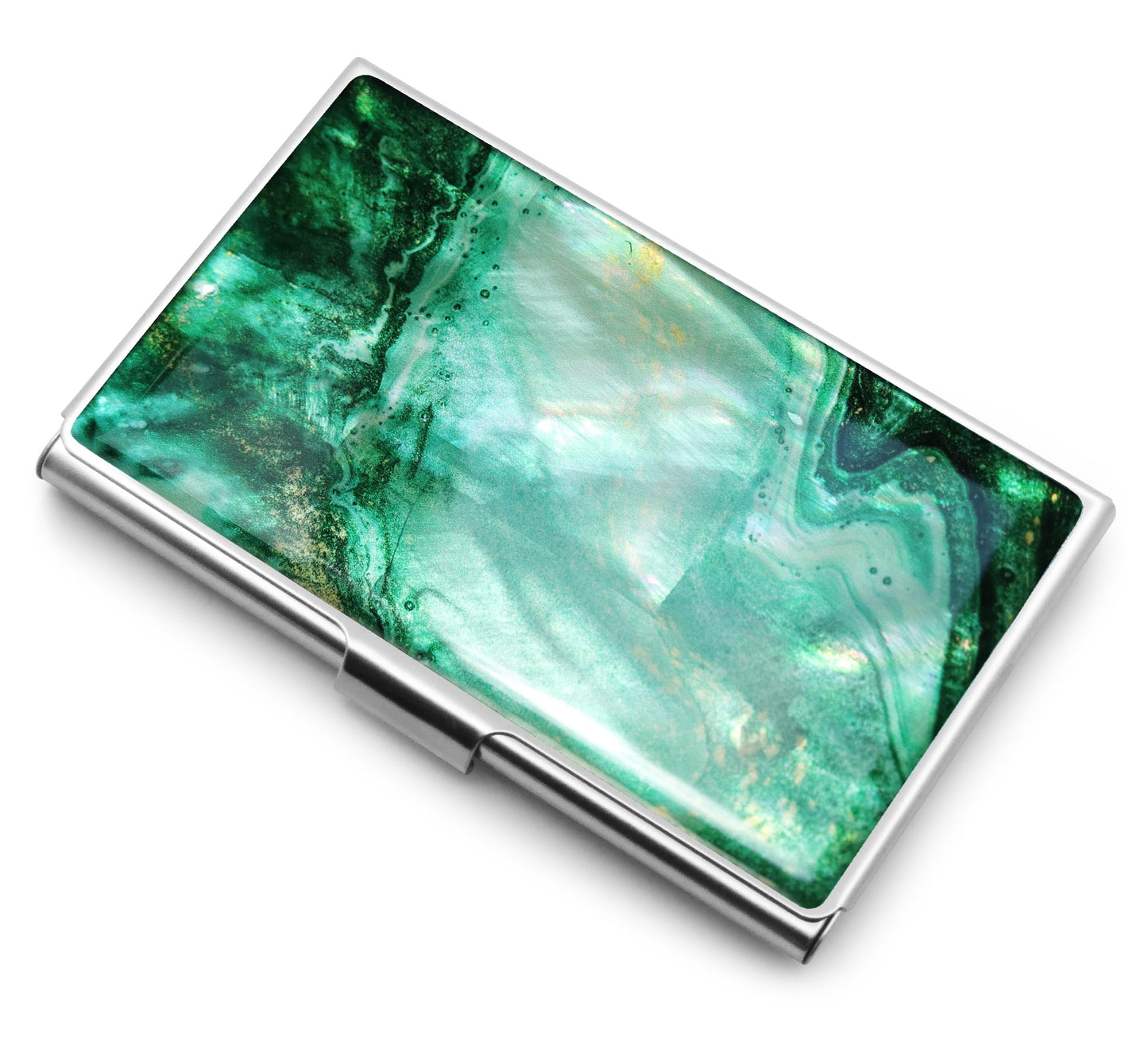 MADDesign Mother of Pearl Business Card Case Carrier Holder Wallet (Marble Green)