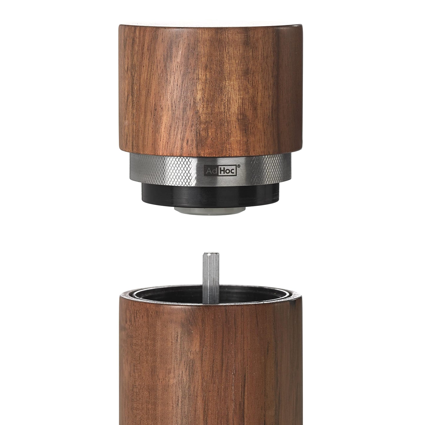 AdHoc Profi Pepper or Salt Mill - Seasoning Mill with Ceramic Grinding Mechanism - Salt & Pepper Grinder with Adjustable Settings - Stainless Steel & Wood