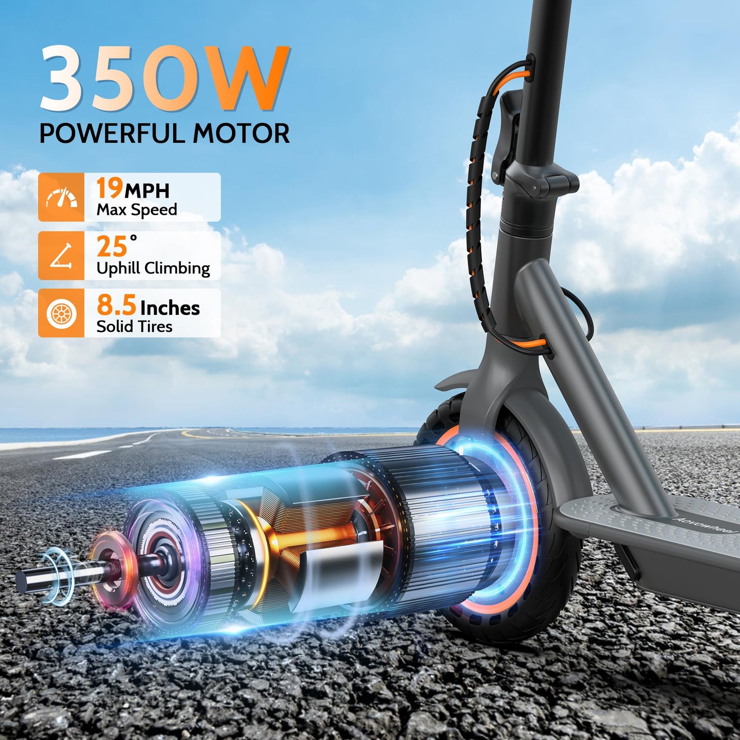 Aovowheel Electric Scooter for Adults, Folding E Scooter with 350W Motor 19 Mph Top Speed, Max 23Miles Long Range,Commuting Scooters with 8.5'' Tires, Dual Brakes
