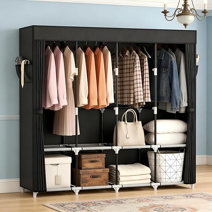 VTRIN Portable Closet for Hanging Clothes 67 Inch Wide Large Capacity Portable