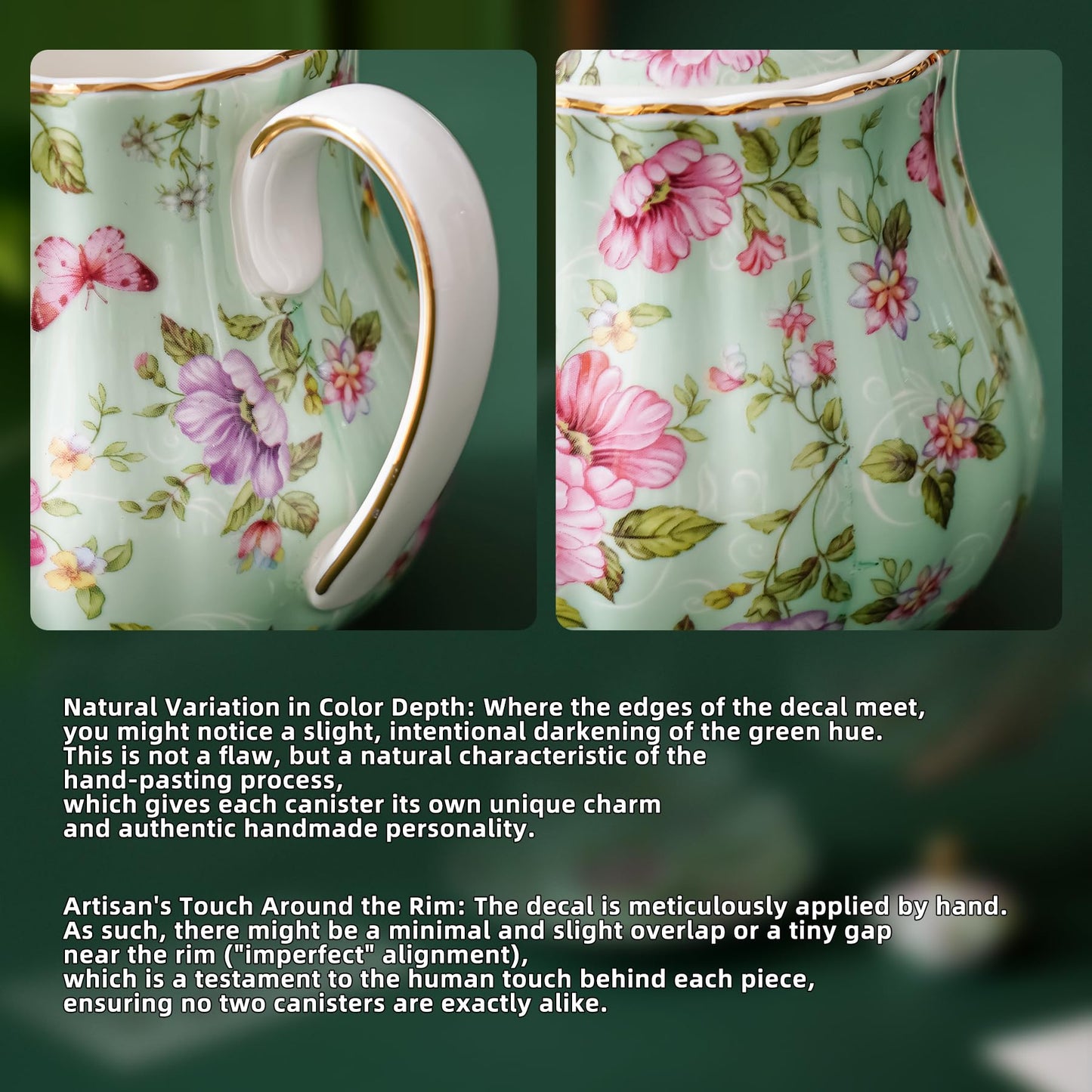 Agyiuns Ceramic Sugar and Creamer Set, 3 Piece Set with Cream Pitcher, Sugar Bowl, Sugar Set with Lid and Spoon (Green)