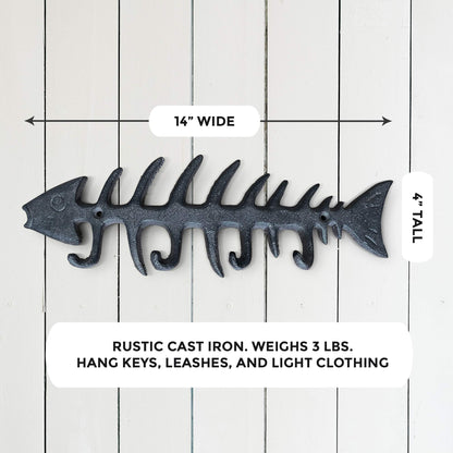 Wallcharmers Large Fish Bone Key, Leash, & Towel Holder | Nautical Home & Wall Decor