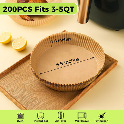 Air Fryer Disposable Paper Liners - 150Pcs 8In Square Parchment Paper Non-Stick Airfryer Basket Liners for Steamer Microwave Oven, Deep Fryer Parts & Accessories