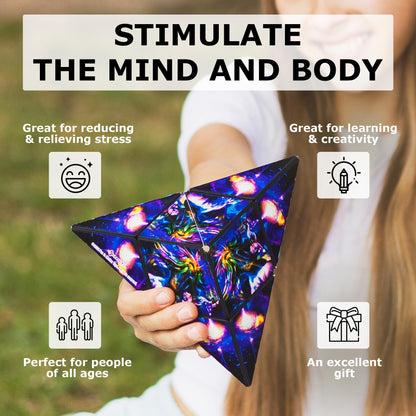 SHASHIBO Shape Shifting Box - Award-Winning Age 8+, Patented Fidget Cube w/ 36 Rare Earth Magnets - Transforms Into Over 70 Shapes, Download Fun in Motion Toys Mobile App (Artist Series-The Chameleon)