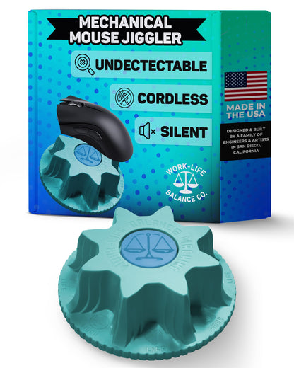 Work-Life Balance Compact Mechanical Mouse Jiggler - Undetectable Device to Keep Mouse Moving and Computer Awake, Cordless Wireless Mover for Remote Work Essentials & WFH, Automatic Wiggler - Aqua
