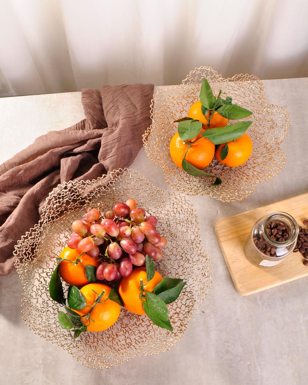 IBWell Decorative Dish for Home Decor and Centerpieces - Gold Vegetable Fruit Bowl Basket(Large) for Kitchen Counter， Table Centerpieces for Dining Room and Living Room Decor (Gold, Large)