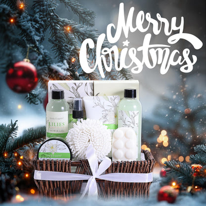 Spa Gift Baskets For Women Body & Earth 10pcs Spa Gifts For Women, Lily Gift Baskets Bath and Body Works Gift Set For Women with Bubble Bath, Body Lotion, Christmas Gift Baskets for Women Bath Set