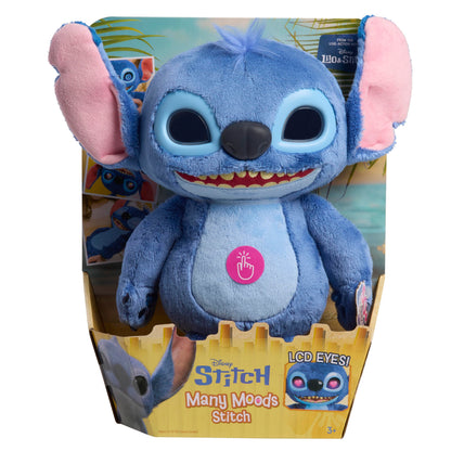 Just Play Disney Stitch Many Moods 34,3 cm Interactive Plush, 50+ Sounds & Phrases, LCD Eyes, inspired by Disney's new live-action Lilo & Stitch movie, Toy for Fans, Girls, Boys, Kids 3