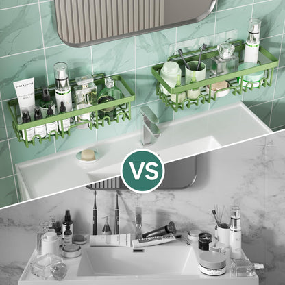 Veken Rustproof & Waterproof Shower Caddy 6-Pack, No Drilling Adhesive Shelves Rack with Soap Holder, Large Capacity Bathroom Organizers and Storage, Wall-Mounted Kitchen & Home Decor, Green