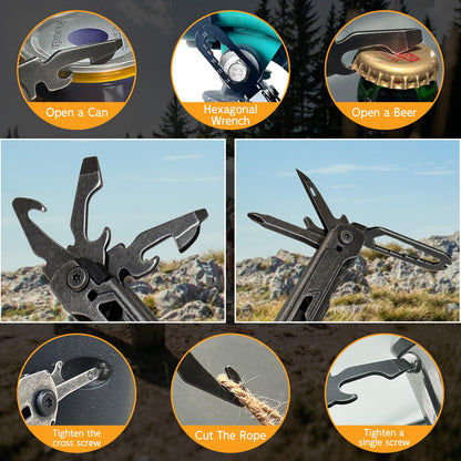 34-in-1 Multitool Pliers with Scissors,Bottle Opener, Allen Wrench,Rope Cutters,File, Saw, Screwdrivers,Stainless Steel Multi Tool with Carrying Pouch Ideal for Camping Survival & Gift for Dad Him Men