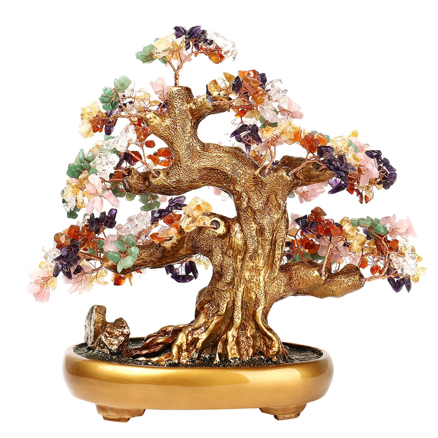 Comeon Large Crystal Quartz Lucky Tree Gem Tree for Office Home Feng Shui Decoration for Wealth/Fortune and Luck (Mix-Gemstone)