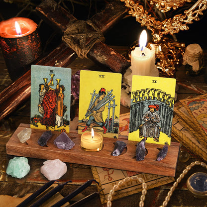Ceiner Wooden Tarot Card Holder with Moon Phase, Witchy Stand for Oracle Lenormand Meditation, Display Daily Affirmation Cards Tarot Reading Accessories Pagan Altar Wiccan Decoration Gift Supplies