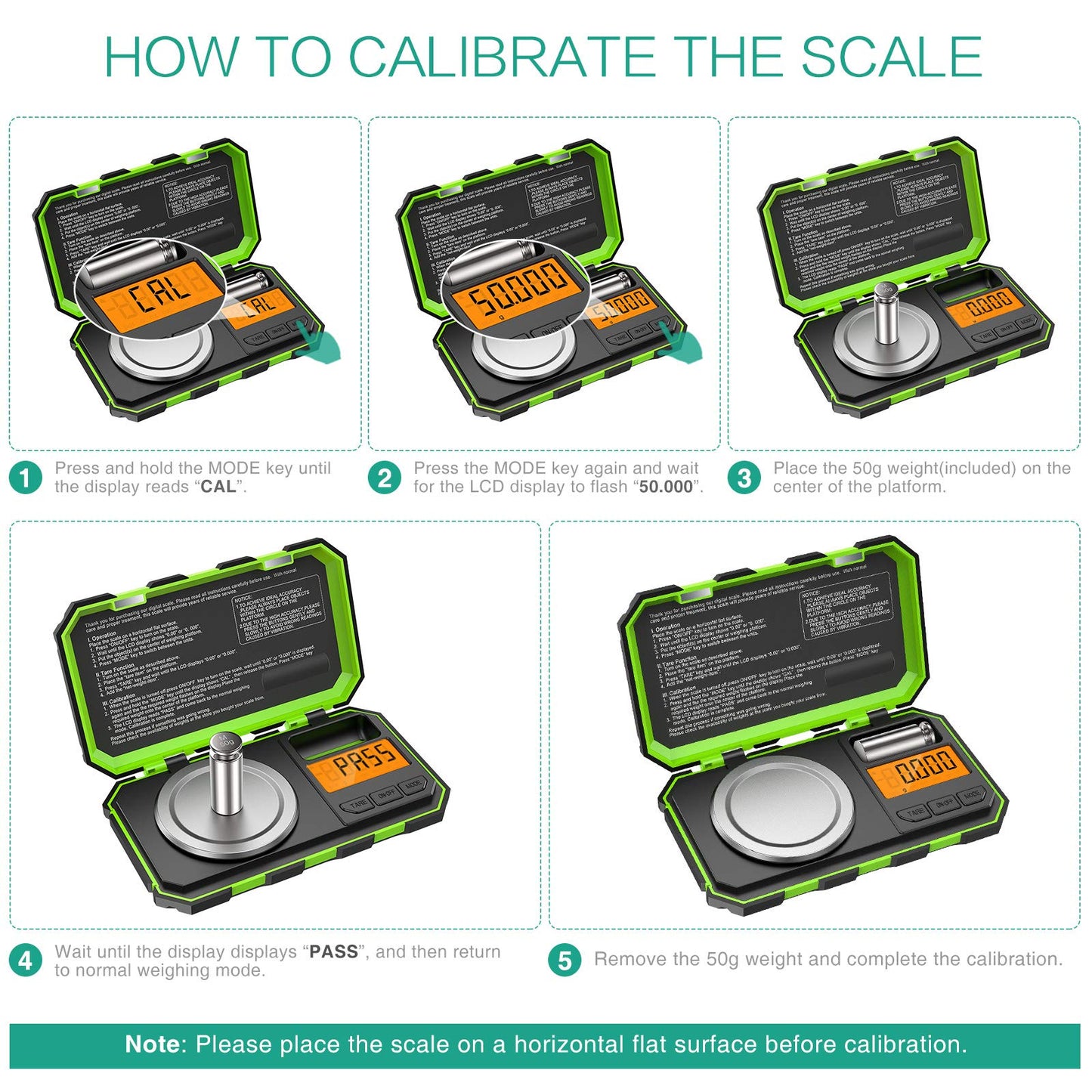 [Upgraded] ORIA Digital Pocket Scale, 50g 0.001g Mini Scale with 50g Calibration Weight, Multifunctional Kitchen Scale with Tare & LCD Backlit Display, Gift for Christmas(Battery/Tweezer Included)