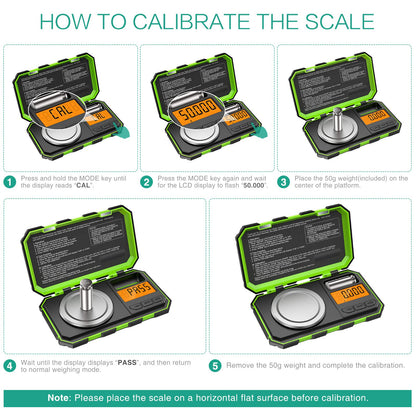 [Upgraded] ORIA Digital Pocket Scale, 50g 0.001g Mini Scale with 50g Calibration Weight, Multifunctional Kitchen Scale with Tare & LCD Backlit Display, Gift for Christmas(Battery/Tweezer Included)