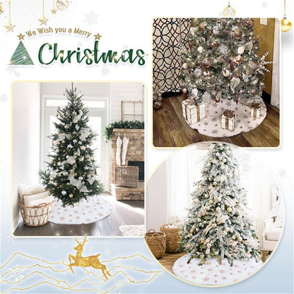 White Tree Skirt Faux Fur Rose Gold Sequin Tree Skirts Small Christmas Tree Skirt Decoration 36inch Double Layers Tree Covers Shiny Tree Floor Mats Fireplace Tree Skirts Fluffy Tree Skirt