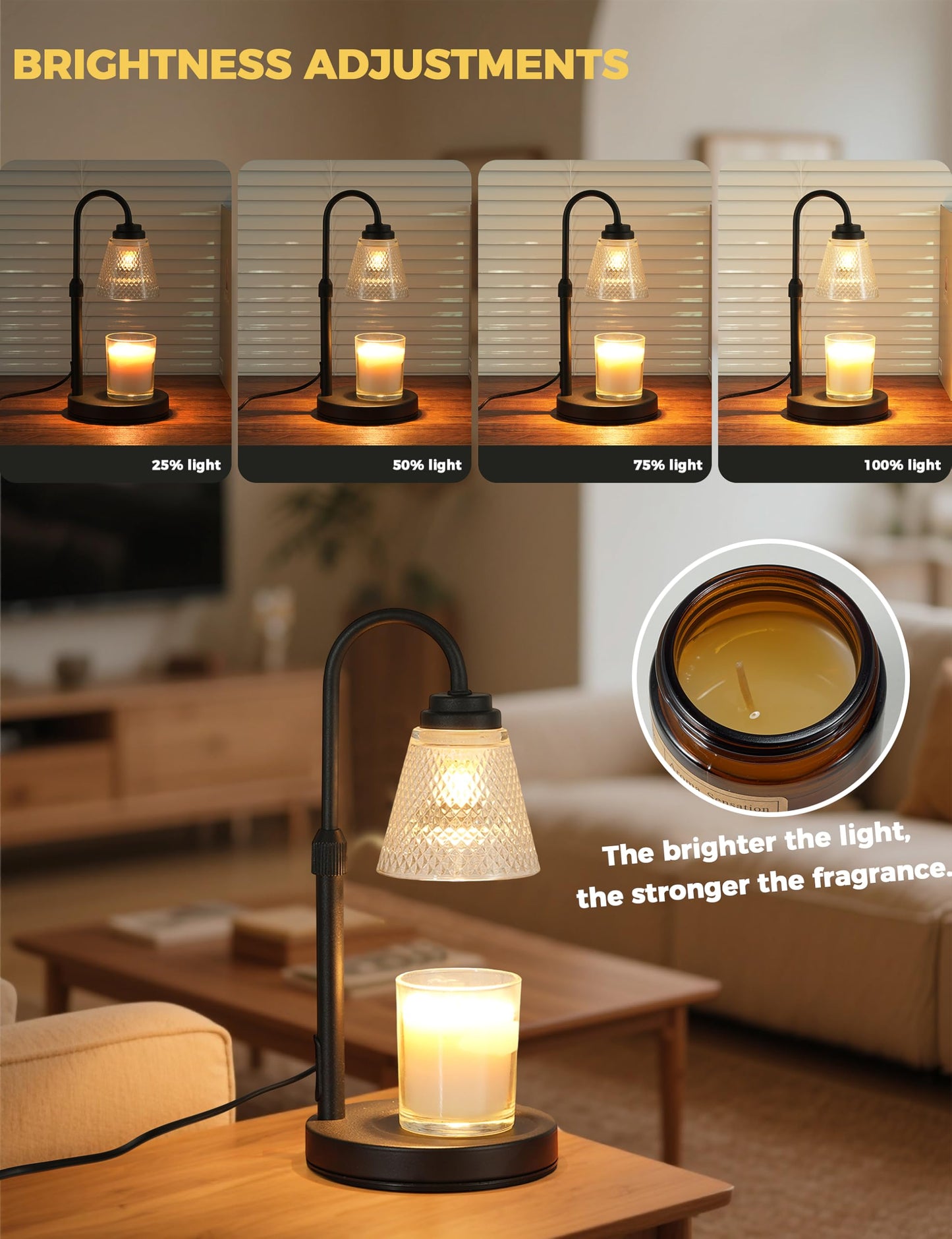QUTADI Candle Warmer Lamp with Timer Dimmer, Birthday Gifts for Mom Women Friend Sister, House Warming Gifts, Wax Melt Warmer, Office Apartment Dorm Room Home Decor