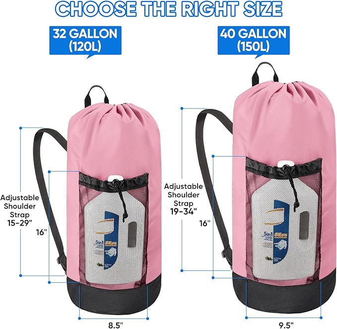 BALEINE 2PK 120L Laundry Bag Backpack, 900D Oxford Fabric Large Travel Laundry