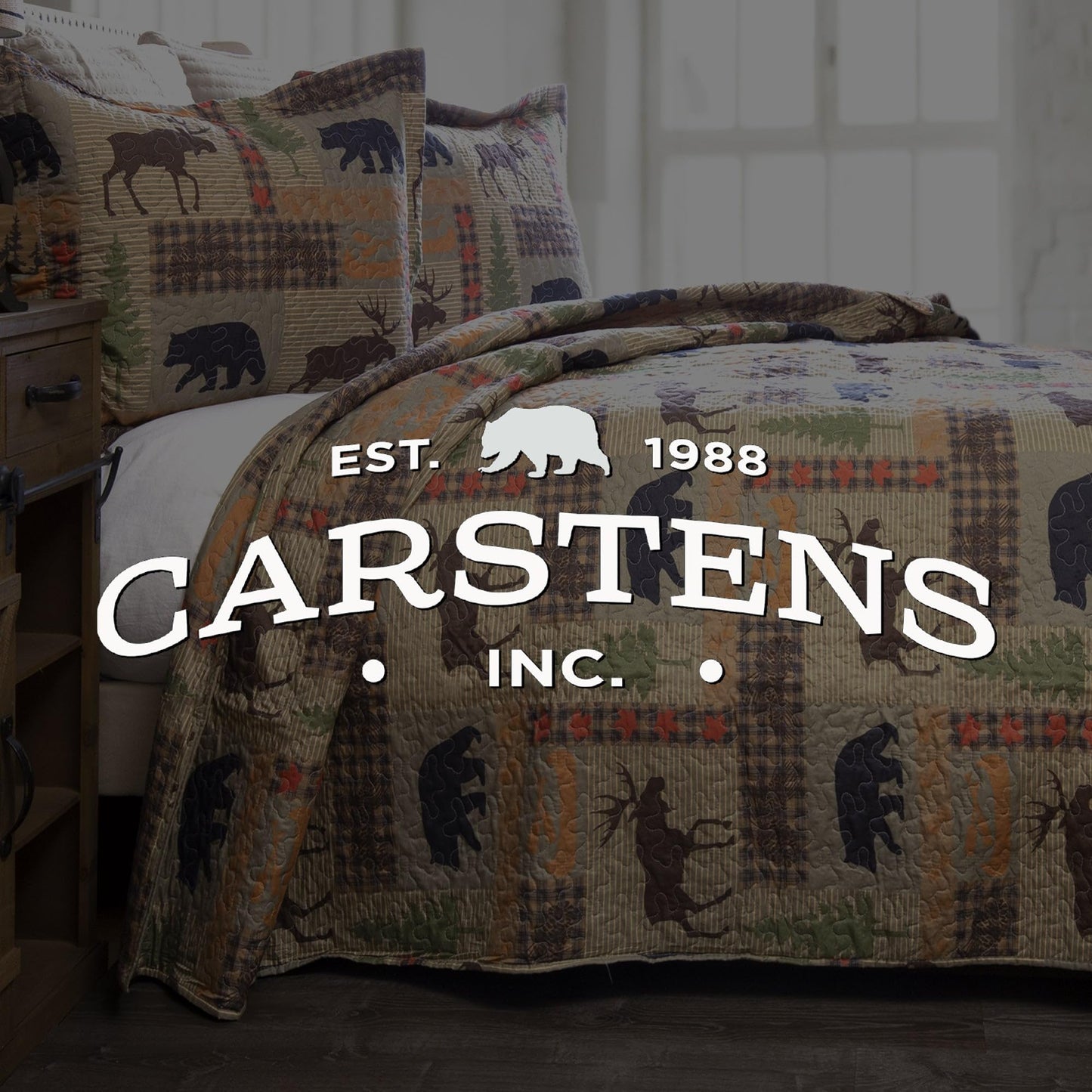 Carstens Rustic Cabin Country Bedding Set, 3-Piece Microfiber Quilt, Rustic Lake Country, King