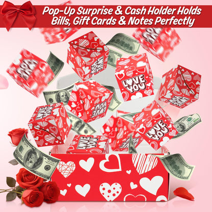 Valentine's Day Surprise Gift Box Explosion for Money,Unique Foleding Gift Box,Surprise for Wife,for Husband,Gift for Birthday,Anniversary,Party
