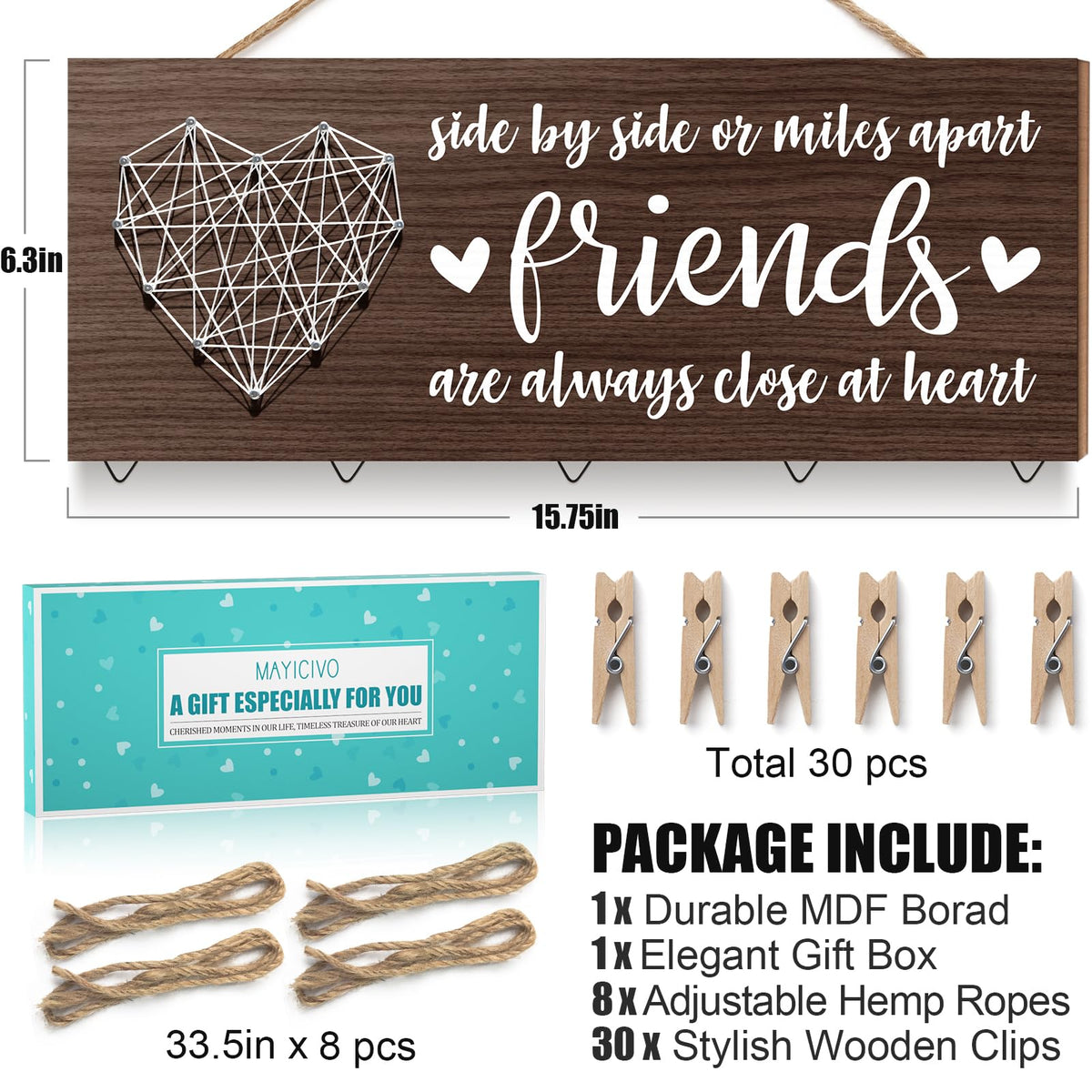 Best Friend Birthday Gifts for Women Teen Girls, Mothers Day Gifts for Best Friend Picture Frame, Long Distance Friendship Gift for BFF Besties Sister Photo Holder Hanging Photo Display Collage Frame
