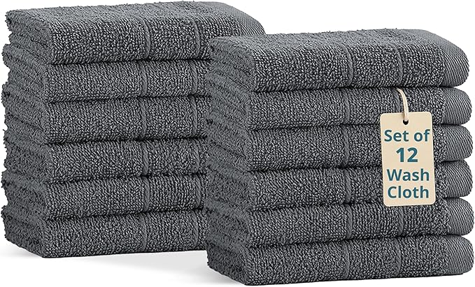 Casa Platino Wash Cloths Pack of 12-100% Cotton Washcloths