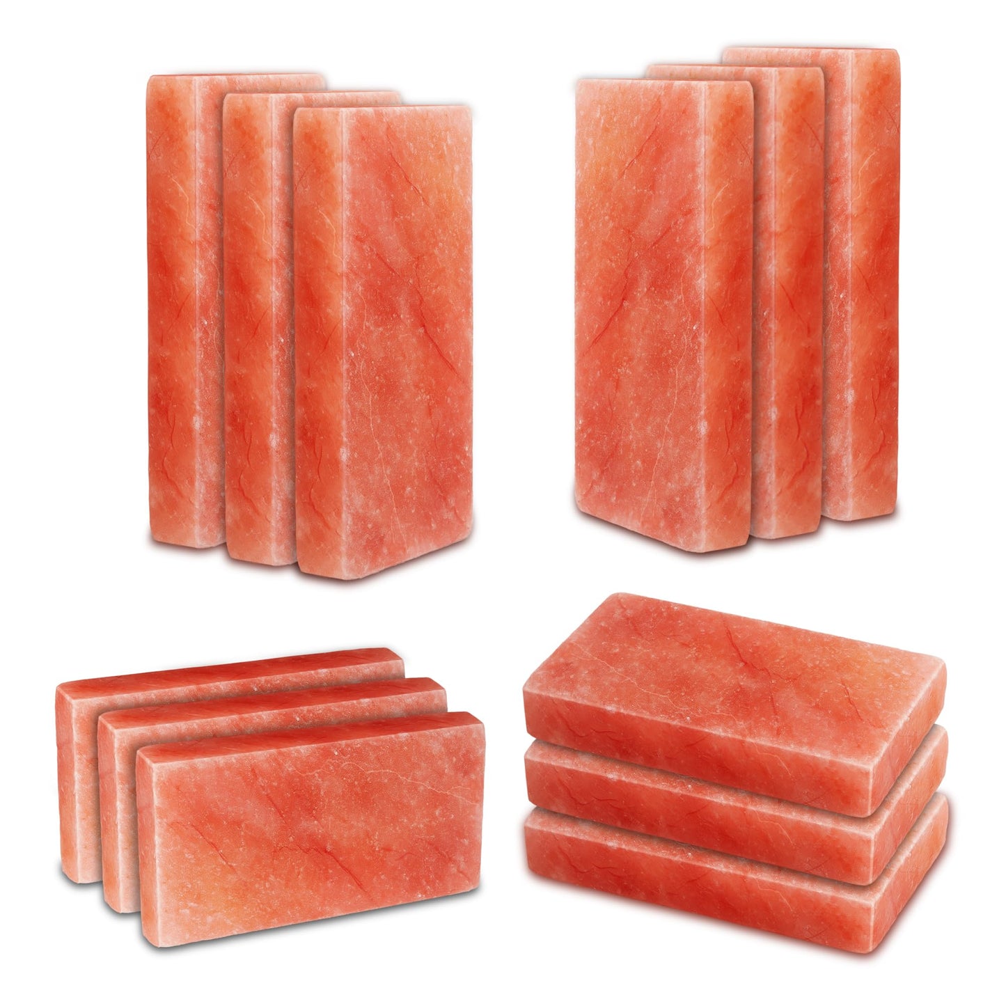 ZK Pack of 20 Himalayan Salt Tiles 8"x4"x1" – Natural Pink Salt Bricks for Sauna Walls, Salt Blocks of 2.5 lbs for Spa Rooms, Backlit Salt Walls & DIY Wellness Décor