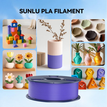 SUNLU PLA 3D Printer Filament, Neatly Wound PLA Filament 1.75mm, Dimensional Accuracy +/- 0.02mm, 1KG Spool 2.2lbs. (Black)