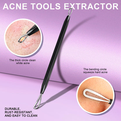 Teenitor Pimple Extractor Acne Treatment Tool Surgical Grade Blackhead Comedone Removal 2-in-1 Popper Tool for Face Nose Blackhead Extractor Tool Silver
