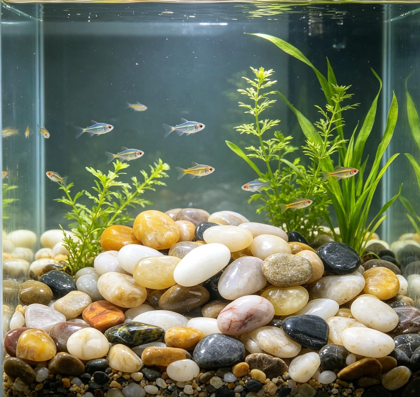 SIDONG 5 LB Mixed River Rocks, 0.3-0.5 Inches High Polished Pebbles for Indoor Plants, Aquarium Rocks Used in Fish Tank, Decorative Stones for Plants, Vases, Home Décor, Crafting, Garden Landscaping