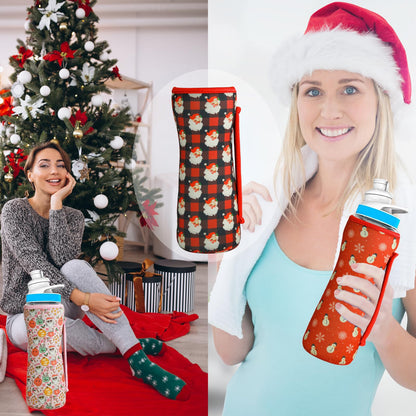 SLEILIN 22oz Christmas Sleeve Compatible With Cirkul Water Bottle for Plastic And Stainless Steel Bottles 22oz Neoprene Sweat-Wicking Material Insulated Cover Designed With Handles (Santa Claus)