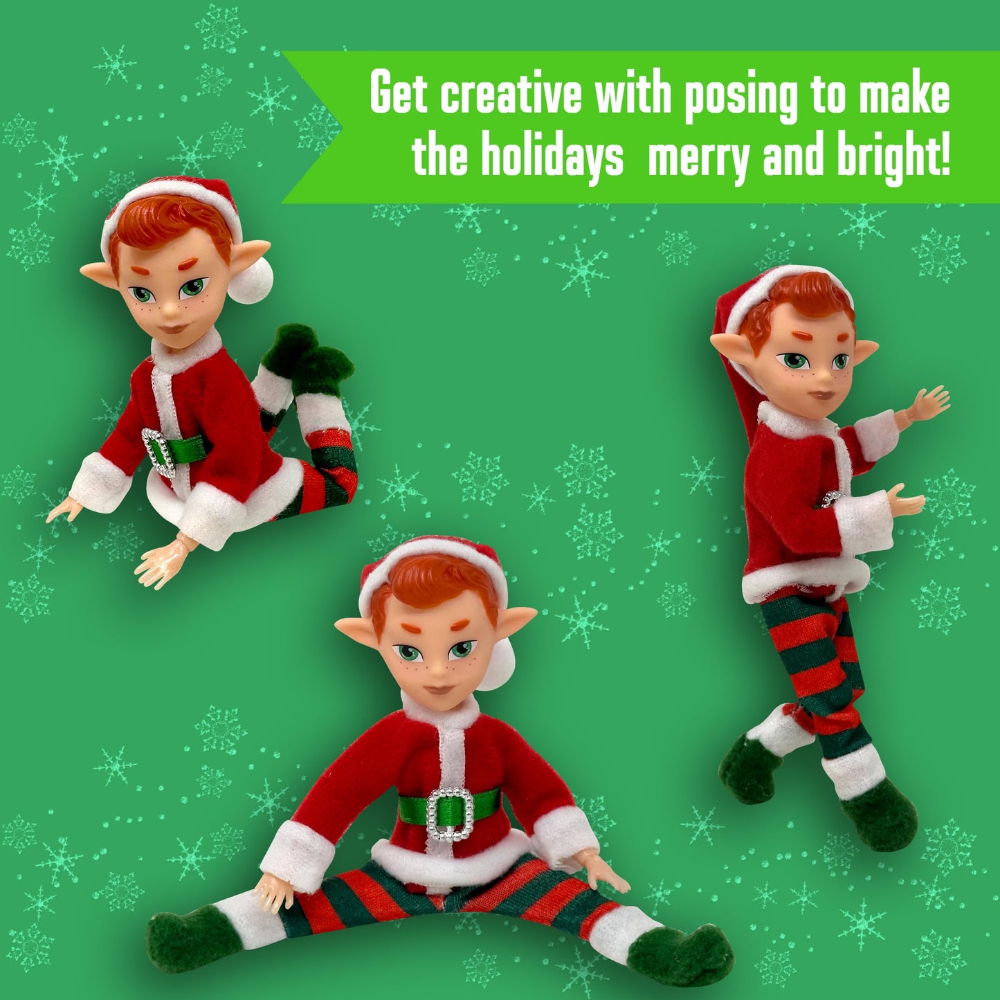 The Original Elf Christmas Dolls, Mini 5.5" Christmas Elf Doll, Toy for Kids or Décor, Toy Elf Dolls, Poseable Little Shelf Sitters with Dangling Legs