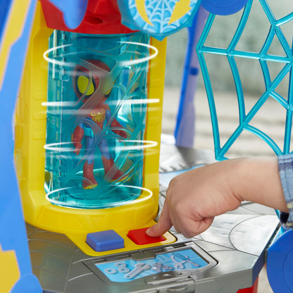 Spidey and His Amazing Friends Web-Spinners Web-Quarters, Kids Playset with Action Figure, Vehicle, and Accessories, Marvel Super Hero Toys, Ages 3 and Up