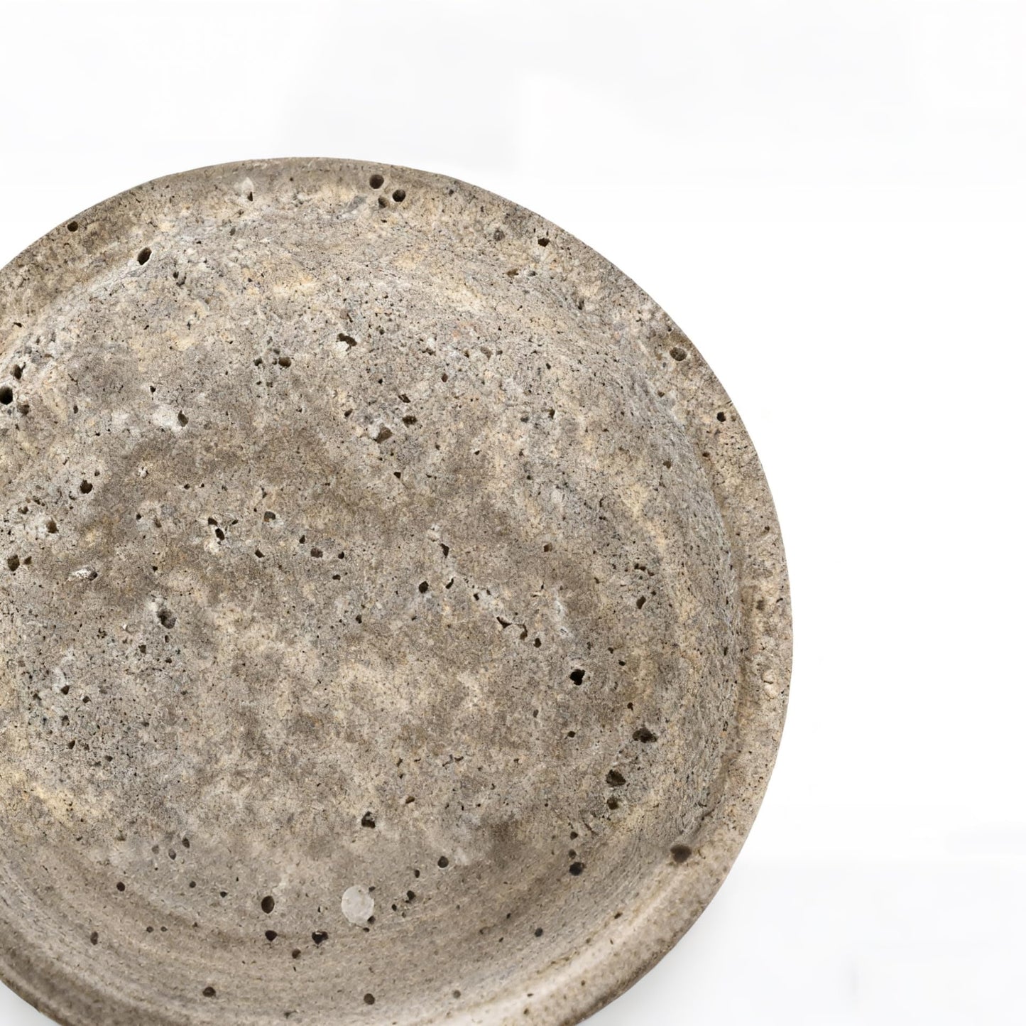 Silver Gray Travertine Bowl, 7.8" Modern Natural Stone Centerpiece for Industrial Home Decor, Handmade Fruit Bowl, Futuristic Tabletop Sculpture,Kitchen Counter, Entryway & Office Desk Organizer