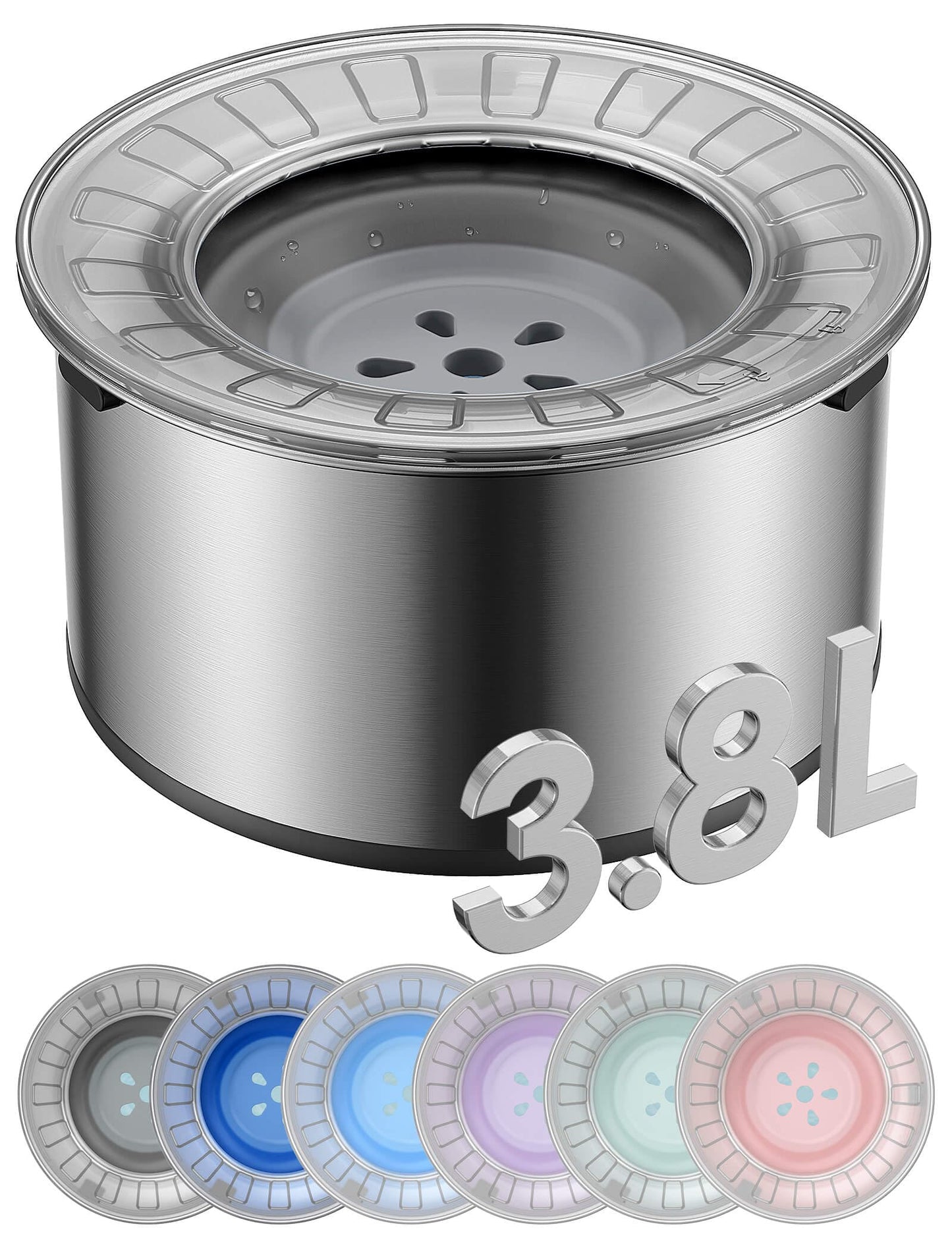 Heouvo 1 Gallon Large Dog Water Bowl No Spill,【Anti Digging Lid & Rubber Bottom】 Spill Proof Dog Bowl, Anti Splash Mess Dripless Slow Drinking Stainless Steel Water for Sloppy Messy Drinkers Car