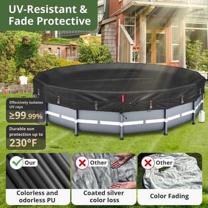 QH.HOME [2025 Upgraded Ultimate Windproof] 18 Ft Round Pool Cover with Fast Tightening Patented Ratchet,Solar Pool Cover for Above Ground Pools [Durable, Tear Resistant] with Weight-Bearing Rings