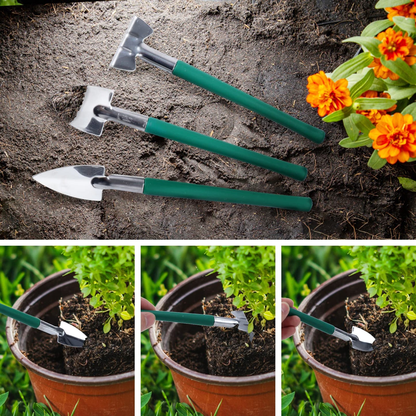 GIOVARA Stainless Gardening Tools Set (10 Pieces Green)