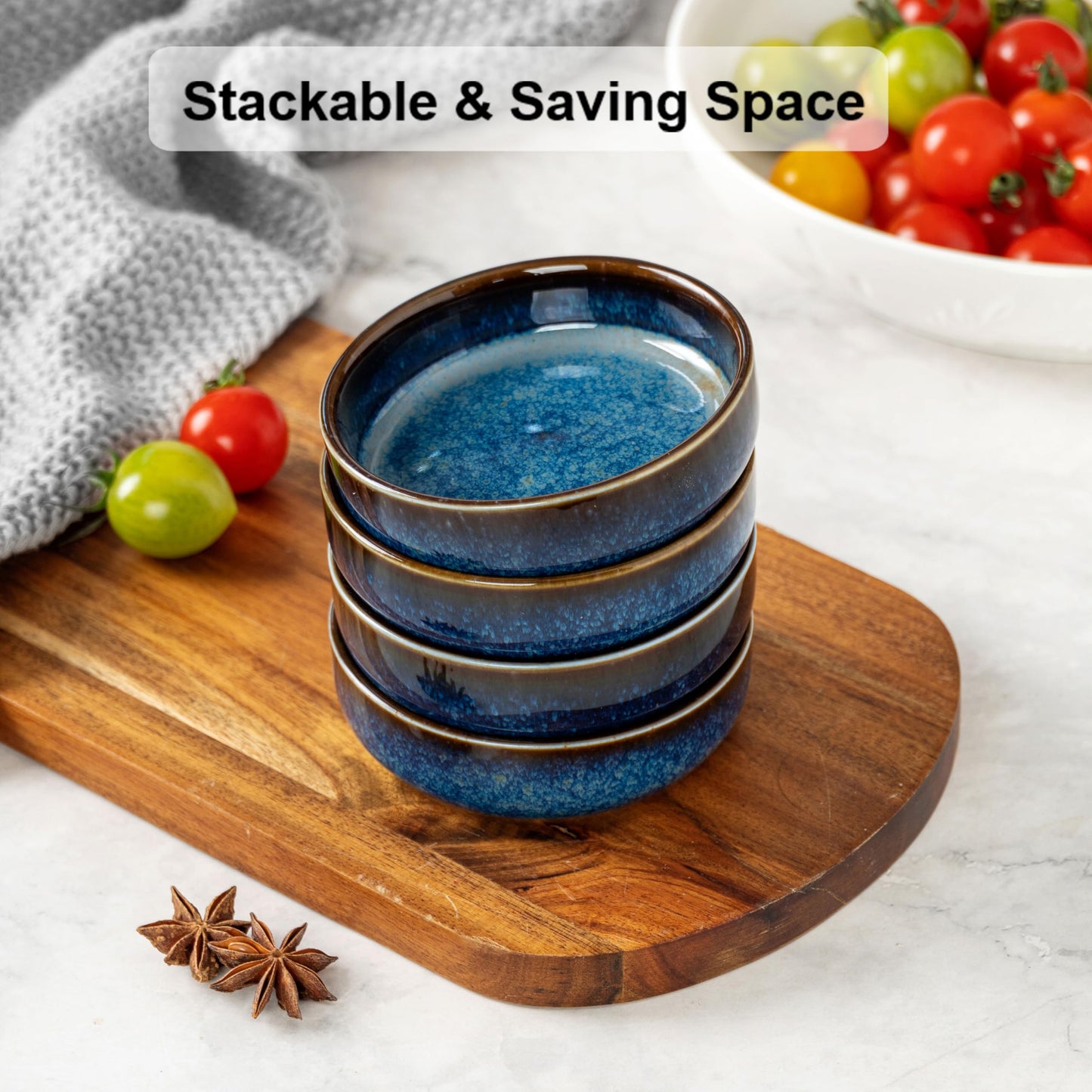 Dipping Bowls Set of 4, 2462°F High-Fired Reactive Glaze Ceramic Small Bowls for Dips,Olive Oil & Sauce,Elevates Table Setting,Idea for BBQ,Afternoon Tea,Entertaining,Housewarming & Holiday Gifts