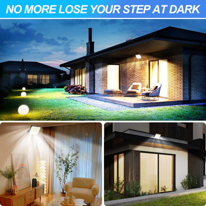 Solar Lights Outdoor, Solar Security Light with Motion Sensor 118 LED Solar Powered Pir Wall Lights with 16.5Ft/5M Cable for Garden, Yard, Pathway - IP65 Waterproof, Separate Solar Panel, 1 Pack