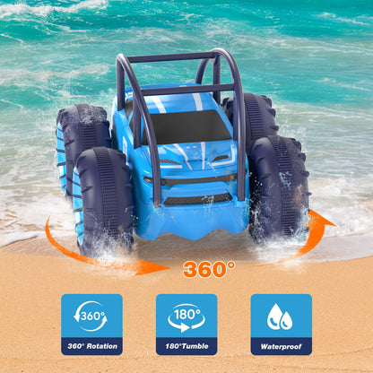 MaxTronic Fast Direct Charging Remote Control Cars, 360° Flip Waterproof Stunt Car with ON/OFF Cool LED, 2.4GHz 4WD Indoor Outdoor Kids RC Toy Gift ideas for Kids Boys Girls