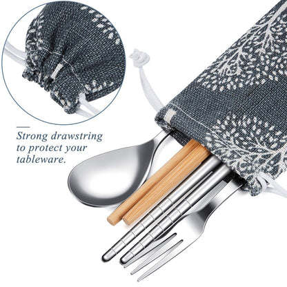 Outus 20 Pieces Straw Carrying Case Chopstick Case, Reusable Utensil Pouch Portable Travel Canvas Bag for Straws, Knife, Fork, Spoon, Chopsticks