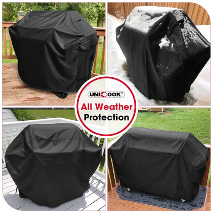 Unicook Barbecue Cover, Waterproof Heavy Duty Outdoor Gas Grill BBQ Cover, Fade and UV Resistant Oxford Fabric, Fits Weber, Char Broil, Brinkmann Barbecues etc (50 inch/127cm, Black)