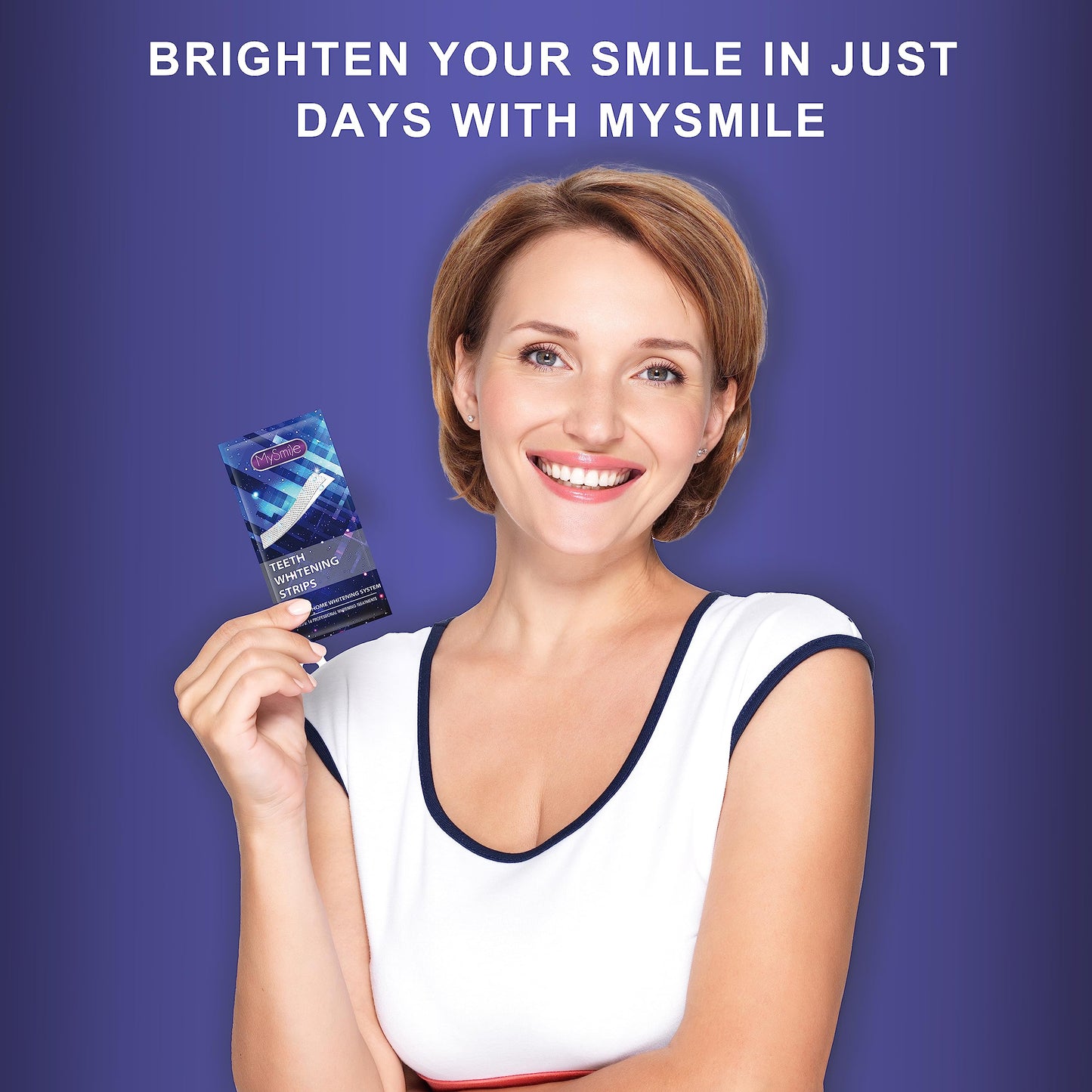 MySmile Teeth Whitening Strips 14 Treatments, Non-Sensitive Formula, Non-Slip 28 Whitening Strips for Sensitive Teeth, Fast Whitening, Safe Whitener for Smokers, Coffee Drinkers, Yellow Stains