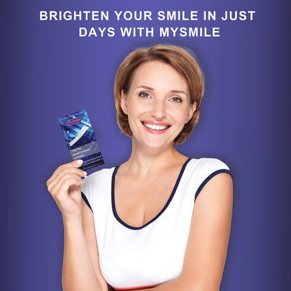 MySmile Teeth Whitening Strips 14 Treatments, Non-Sensitive Formula, Non-Slip 28 Whitening Strips for Sensitive Teeth, Fast Whitening, Safe Whitener for Smokers, Coffee Drinkers, Yellow Stains