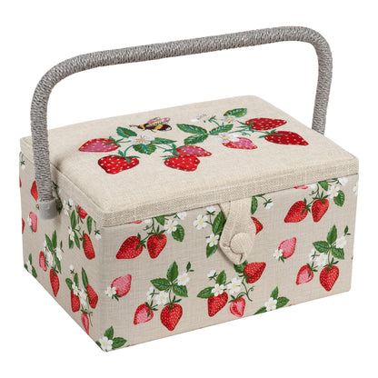 Hobby Gift Medium Sewing Box Craft Storage Box with Handle Internal Accessories Tray Pin Cushion and Pocket for Sewing Knitting and Hobby Supplies