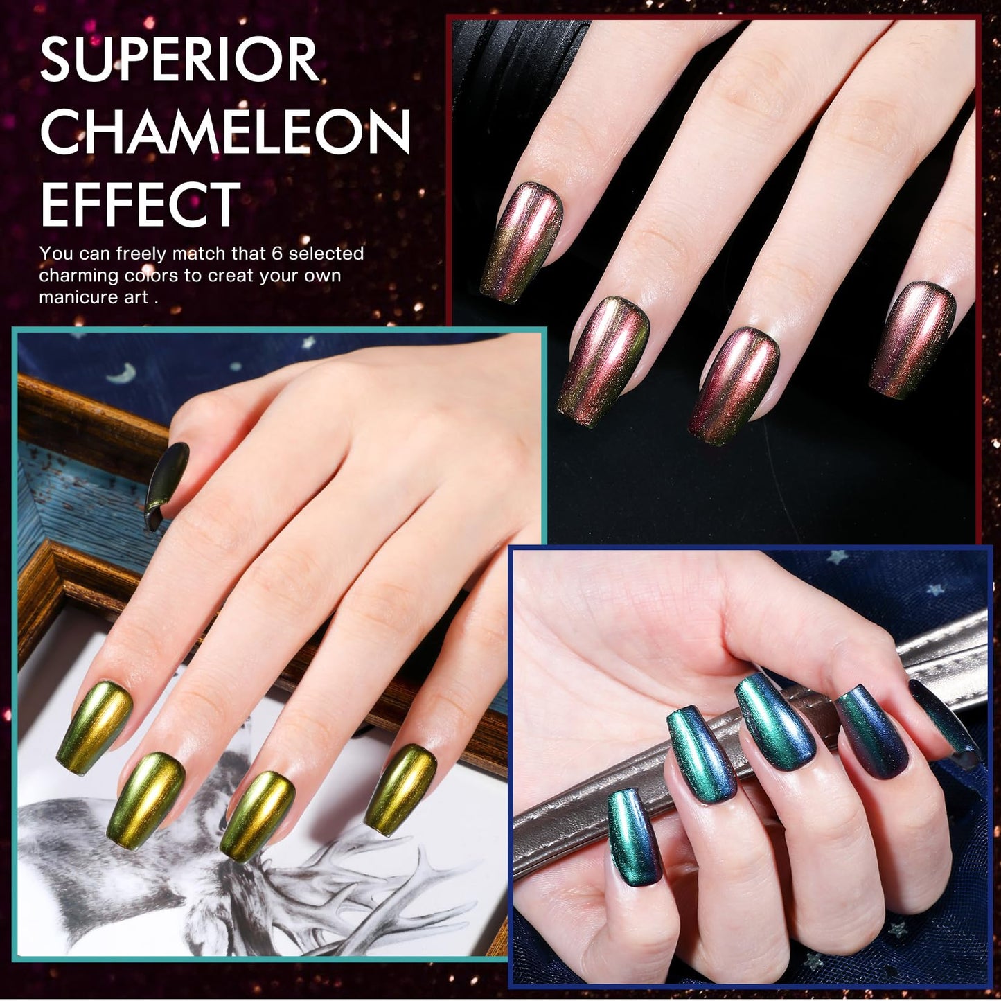 Morovan Fingernail Nail Polish Set: Holographic Metallic Lacquer Air Dry Nail Polish Regular Nail Pack 0.27oz Glitter Finger Nail Bulk Toenail Polish Kit Halloween Fall Gift for Women