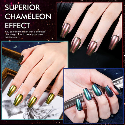 Morovan Fingernail Nail Polish Set: Holographic Metallic Lacquer Air Dry Nail Polish Regular Nail Pack 0.27oz Glitter Finger Nail Bulk Toenail Polish Kit Halloween Fall Gift for Women
