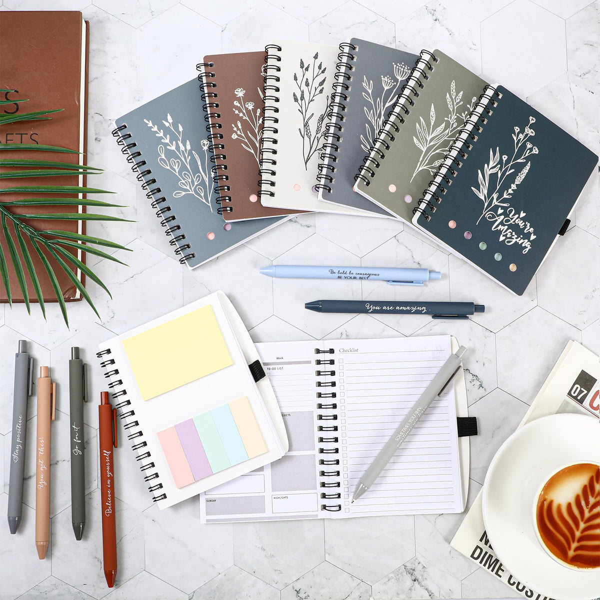 Dispowreath 10 Sets Inspirational Notepads and Pens Motivational Journal Bulk Employee Appreciation Gifts for Teacher Coworker Team Nurse Staff Office Supplies