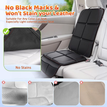 Gimars Car Seat Protector, 2 Pack, Leather Seats Protectors for Child Seats, Isofix Compatible, Waterproof Baby Carseat Cover with Thicker Pad, 2 Mesh Pockets for SUV Sedan Trunk Pet Kids