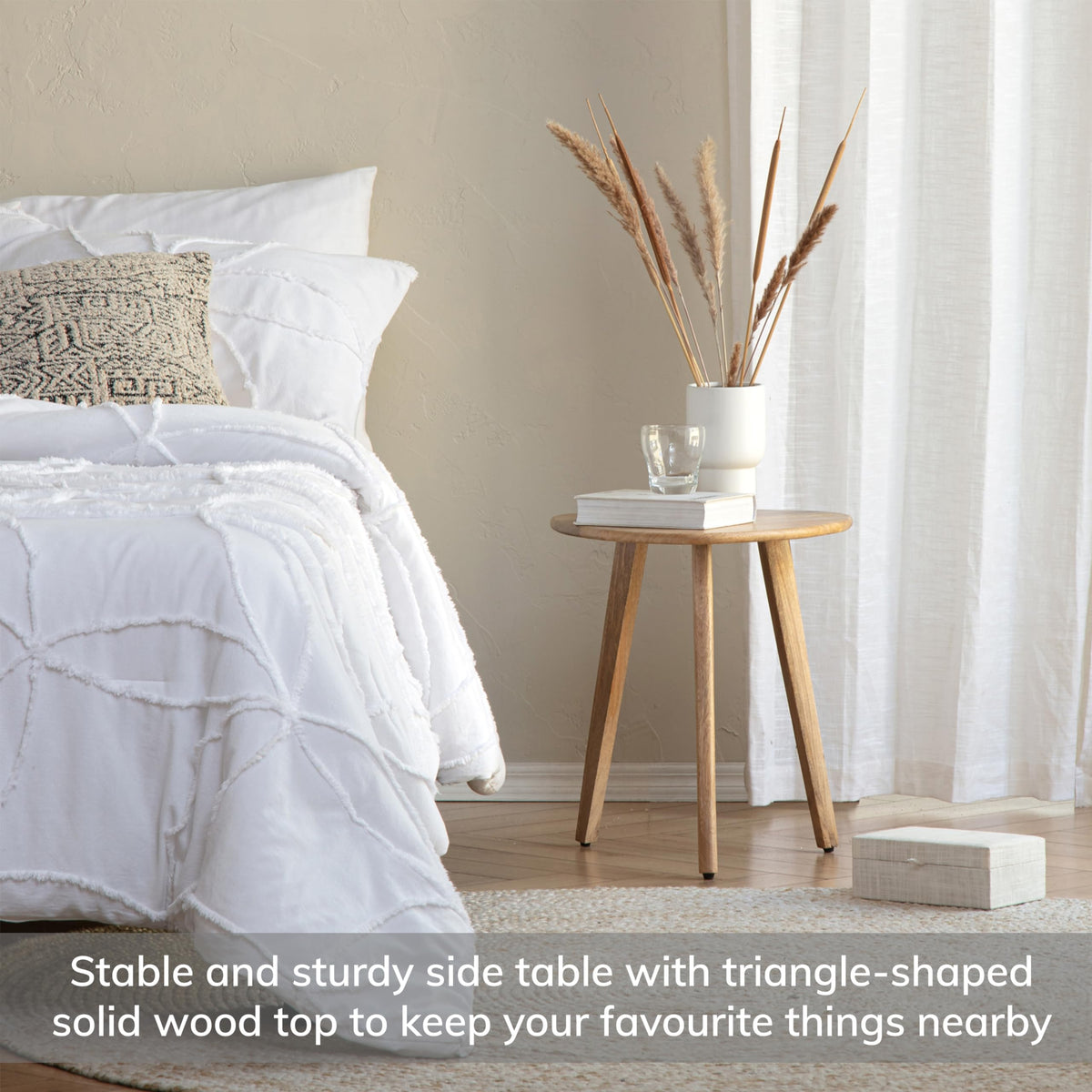 MH London Side Table - Wandsworth Wooden End Table - Exclusively Designed Hand Crafted Small Tables - Contemporary Triangle End Table for Living Room, Bedroom Bedside Tables and Office, Natural