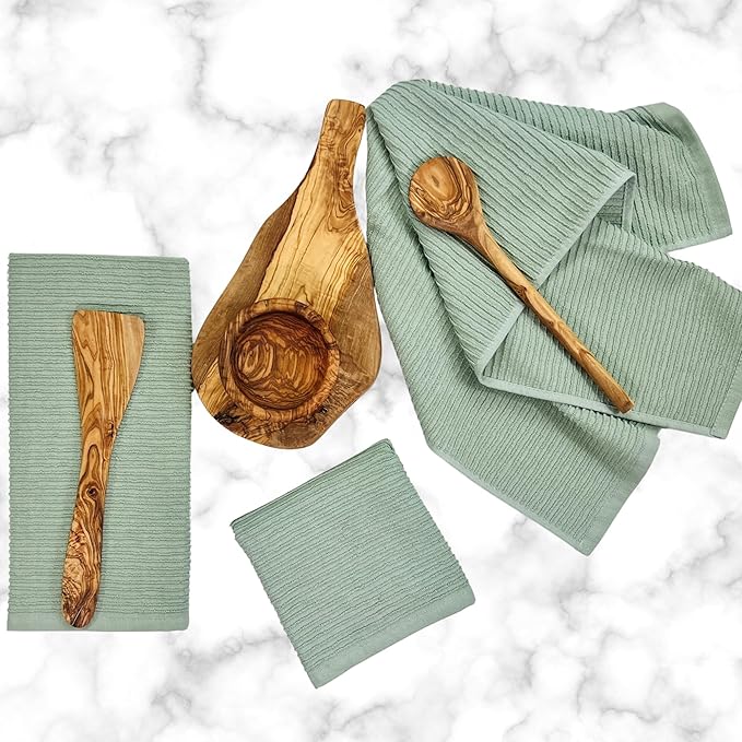 Serafina Home Sage Green Kitchen Dish Towels 100% Cotton Cloth Soft Cleaning